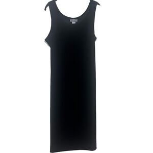 Vintage Kelly Stevens Black Velour Wide Strap Scoop Neck Maxi Dress 90s Small